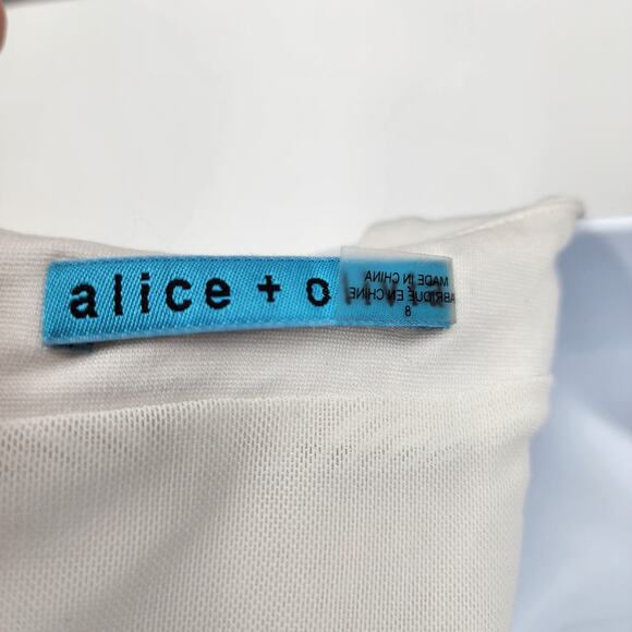 Alice + Olivia Turquoise and White Colorblock Lined Sleeveless Dress Size 8 - Picture 2 of 4